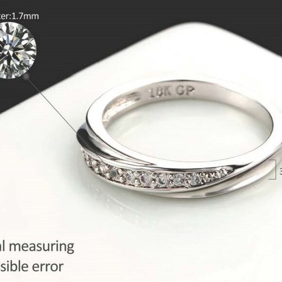 Bethany Wedding Band AAA Stellux CZ & White Gold - Picture 1 of 10